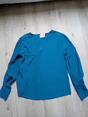 Vorschaubild 2 von Damen Bluse Langarm Petrol Viskose Gr. S 36 Feminin