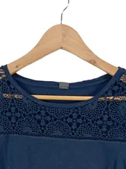 Vorschaubild 3 von Damen T-Shirt Gr. 38 Blau Häkeldetails Feminin