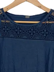 Vorschaubild 4 von Damen T-Shirt Gr. 38 Blau Häkeldetails Feminin