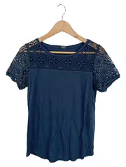 Vorschaubild 1 von Damen T-Shirt Gr. 38 Blau Häkeldetails Feminin