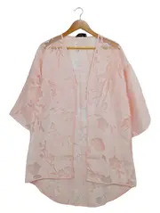 Vorschaubild 1 von Damen Bluse Rosa Blumenmuster Halbarm Gr. S Freizeit