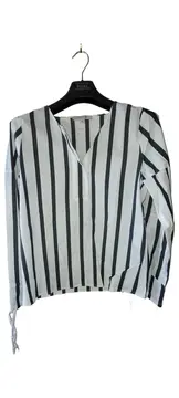 Vorschaubild 1 von Damen Bluse gestreift Gr. 34/XS Weiß Casual Langarm