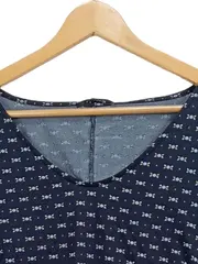 Vorschaubild 3 von Damen Freizeitkleid Gr. 40/L Blau Blumenmuster Kurzarm V-Ausschnitt