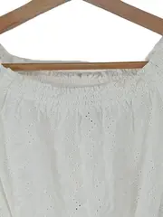 Vorschaubild 2 von Damen Bluse Gr. 34/XS Weiß Feminin Lochmuster Baumwolle
