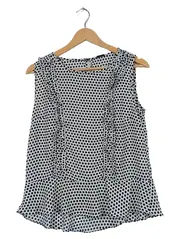 Vorschaubild 1 von Black Label Damen Top Gr. 36 Weiß Punkte Rüschen Bluse