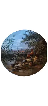 Vorschaubild 1 von Sammelteller Tiere Dorf Enten Hühner Porzellan Mehrfarbig 20cm