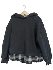 Vorschaubild 1 von Kids Hoodie Kapuzenpullover Gr. 122 S schwarz karierter Saum