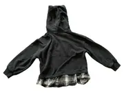 Vorschaubild 2 von Kids Hoodie Kapuzenpullover Gr. 122 S schwarz karierter Saum