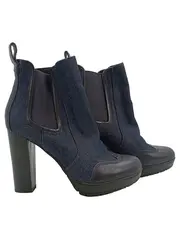 Vorschaubild 1 von Damen Chelsea Boots Stiefelette Denim Blau Gr. 36 Absatz 11cm