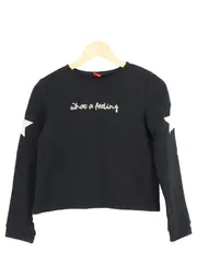 Vorschaubild 1 von Kinder Pullover Gr. 164 Schwarz Sterne Schriftzug Langarm