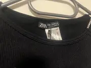 Vorschaubild 3 von Damen Glamourös Rippstrick Crop Top Langarm Strass Schwarz L