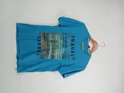 Vorschaubild 1 von Herren T-Shirt mit TRAVEL Print Blau Gr. 48/M Casual Baumwolle