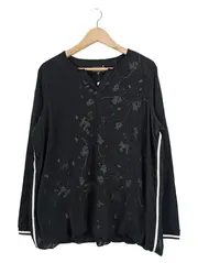 Vorschaubild 1 von Damen Langarmshirt Gr. 42 Schwarz Blumenmuster Casual
