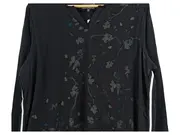 Vorschaubild 2 von Damen Langarmshirt Gr. 42 Schwarz Blumenmuster Casual