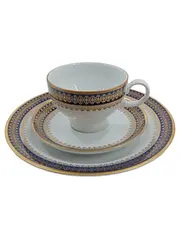 Vorschaubild 1 von Echt Kobalt Sammelgedeck Tasse Untertasse Kuchenteller Porzellan Blau Gold