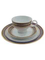 Vorschaubild 3 von Echt Kobalt Sammelgedeck Tasse Untertasse Kuchenteller Porzellan Blau Gold