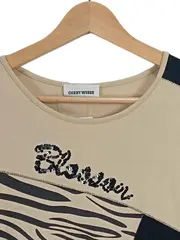 Vorschaubild 2 von Damen T-Shirt Animal Print Viskose Beige Gr. 40 L Kurzarm