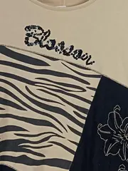 Vorschaubild 3 von Damen T-Shirt Animal Print Viskose Beige Gr. 40 L Kurzarm