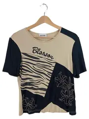Vorschaubild 1 von Damen T-Shirt Animal Print Viskose Beige Gr. 40 L Kurzarm
