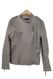 Vorschaubild 1 von Damen Lederjacke Grau Gr. 38/S Biker Stil Urban