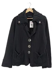 Vorschaubild 2 von Damen Strickjacke Wolljacke Gr. 44 XXL Schwarz Knopf Klassisch