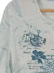 Vorschaubild 3 von Damen T-Shirt Gr. 42/XL Blau Blumenmuster Beach Print