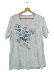 Vorschaubild 1 von Damen T-Shirt Gr. 42/XL Blau Blumenmuster Beach Print