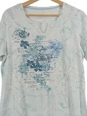 Vorschaubild 2 von Damen T-Shirt Gr. 42/XL Blau Blumenmuster Beach Print
