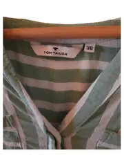 Vorschaubild 2 von Damen Bluse Gr. 38 M grün weiß gestreift 3/4-Arm Casual