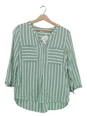 Vorschaubild 1 von Damen Bluse Gr. 38 M grün weiß gestreift 3/4-Arm Casual