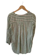Vorschaubild 3 von Damen Bluse Gr. 38 M grün weiß gestreift 3/4-Arm Casual