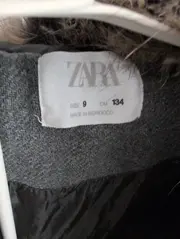Vorschaubild 6 von Kinder Wintermantel Wolle Gr. 134 Grau Kapuze Struktur Casual Alltag