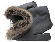 Vorschaubild 2 von Kinder Wintermantel Wolle Gr. 134 Grau Kapuze Struktur Casual Alltag