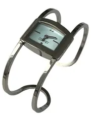 Vorschaubild 4 von Damen Armbanduhr Manschette Silber Edelstahl Hellblau