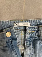 Vorschaubild 2 von High Waist Jeans Damen Regular Fit Blau Gr. 38 Lederdetails