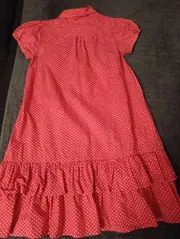 Vorschaubild 2 von Mädchen Blusenkleid Gr. 128 Pink Gepunktet Rüschen Baumwolle