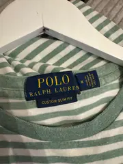 Vorschaubild 2 von Herren T-Shirt Gr. M Grün Weiß Gestreift Slim Fit