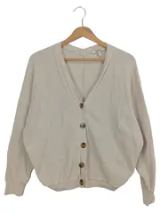 Vorschaubild 1 von Damen Strickjacke Beige Gr. 34/XS Klassisch Strukturmuster Knopfleiste