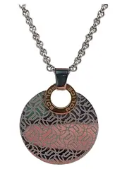 Vorschaubild 2 von Damen Halskette Anhänger Edelstahl Silber Rosegold Rund Muster