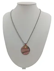 Vorschaubild 1 von Damen Halskette Anhänger Edelstahl Silber Rosegold Rund Muster