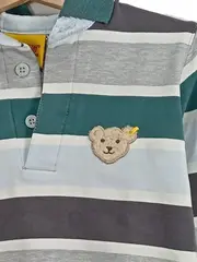 Vorschaubild 3 von Poloshirt Langarm Jungen Gestreift Bär Applikation Gr. 98 Mehrfarbig