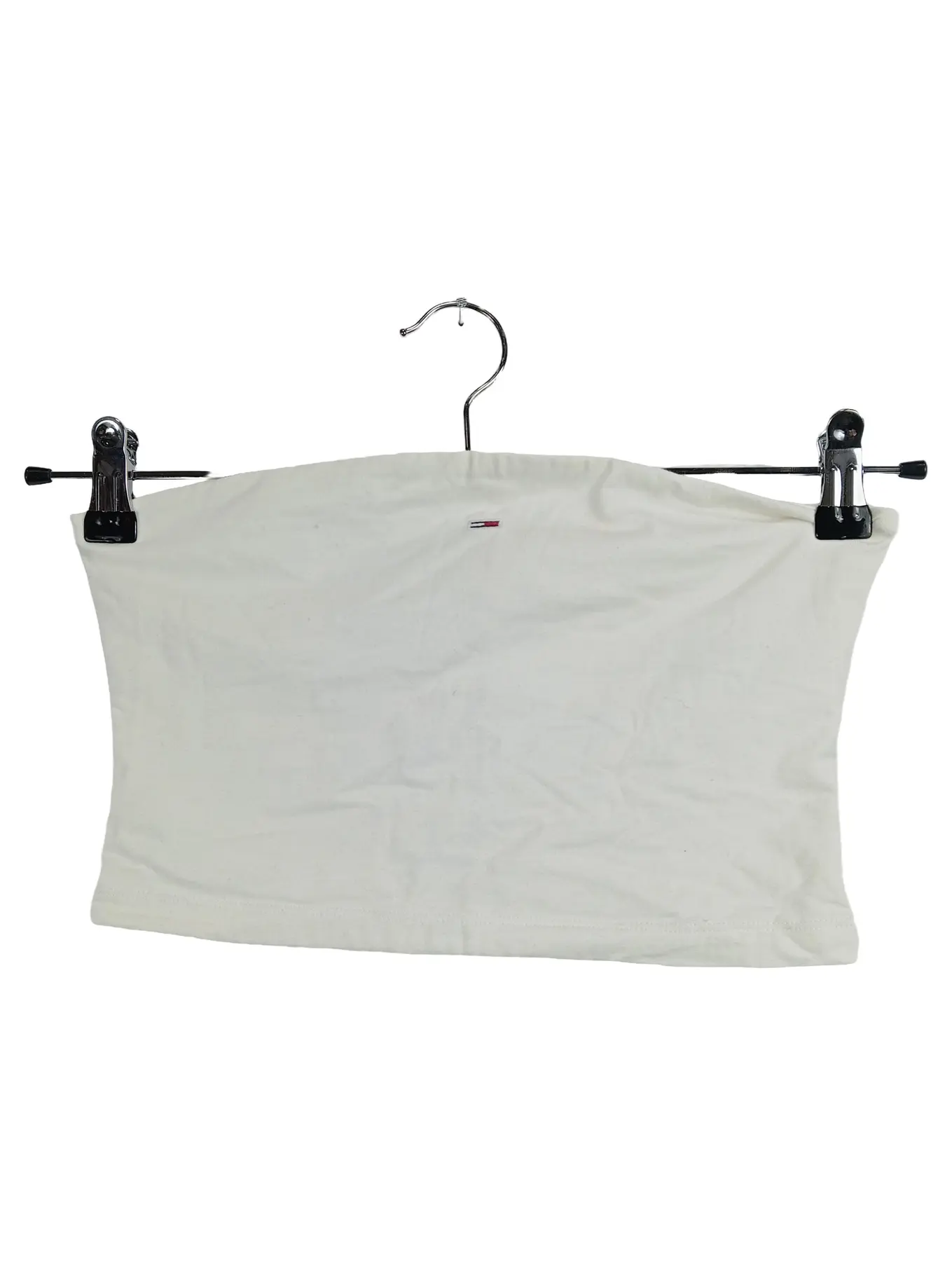 TOMMY JEANS Damen Bandeau Top Weiß Gr. S Basic Baumwolle