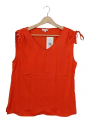 Vorschaubild 1 von Damen Top Bluse Gr. L Orange Viskose Ärmellos V-Ausschnitt