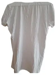 Vorschaubild 2 von Damen Basic V-Ausschnitt Shirt Weiß Gr. L Baumwolle