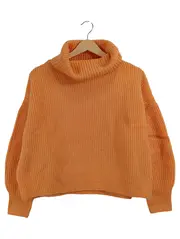 Vorschaubild 1 von Damen Strickpullover Rollkragen Orange Gr. 38 M Casual