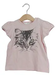 Vorschaubild 1 von Baby Mädchen T-Shirt Katze Rosa Gr. 80 Kurzarm