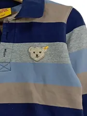 Vorschaubild 2 von Poloshirt Langarm Jungen Gr. 110 Gestreift Blau Bär Applikation Baumwolle