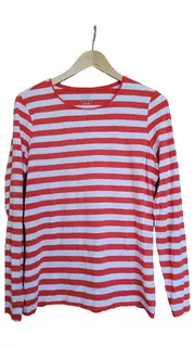 Vorschaubild 1 von Damen Langarmshirt Gestreift Rot Weiß Gr. 38/M Casual