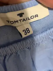 Vorschaubild 6 von Damen Bluse Gr. 38 M Hellblau Off-Shoulder Stickerei Baumwolle