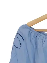 Vorschaubild 4 von Damen Bluse Gr. 38 M Hellblau Off-Shoulder Stickerei Baumwolle